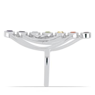 BUY NATURAL CHAKRA STONES STYLISH RING IN 925 SILVER 